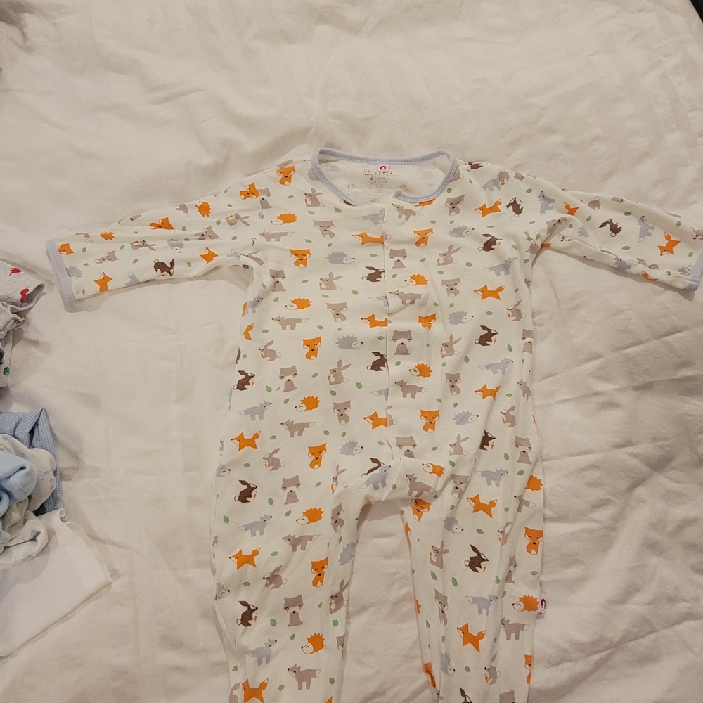 Kissy Kissy White and Orange Animal Print Footie